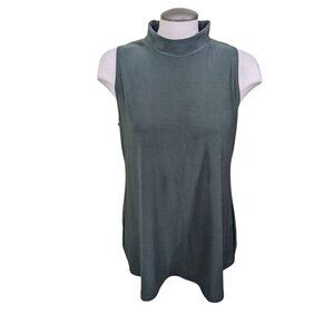 Sympli Mock Neck Jersey Sleeveless Top Womens 12 Dark Green Made In Canada